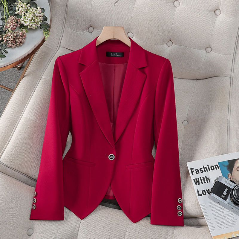 Women'S Red Formal Wear - Nowa Modna Damska Elegancka Marynarka Żakiet