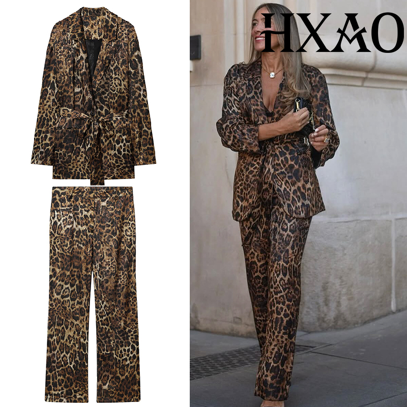 Women'S Formal Wear With Pants - Zestawy spodni HXAO Leopard, 2-częściowy zestaw,