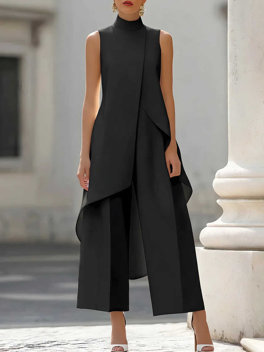 Women'S Elegant Formal Wear - Kombinezon damski bez rękawów z wysokim