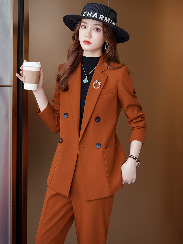 Women Formal Wear Tailor - Damski dwuczęściowy garnitur biznesowy, dwurzędowa marynarka