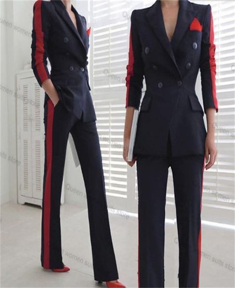 Women'S Red Formal Wear - Czerwony Czarny Jesienny Damski Garnitur 2-częściowy