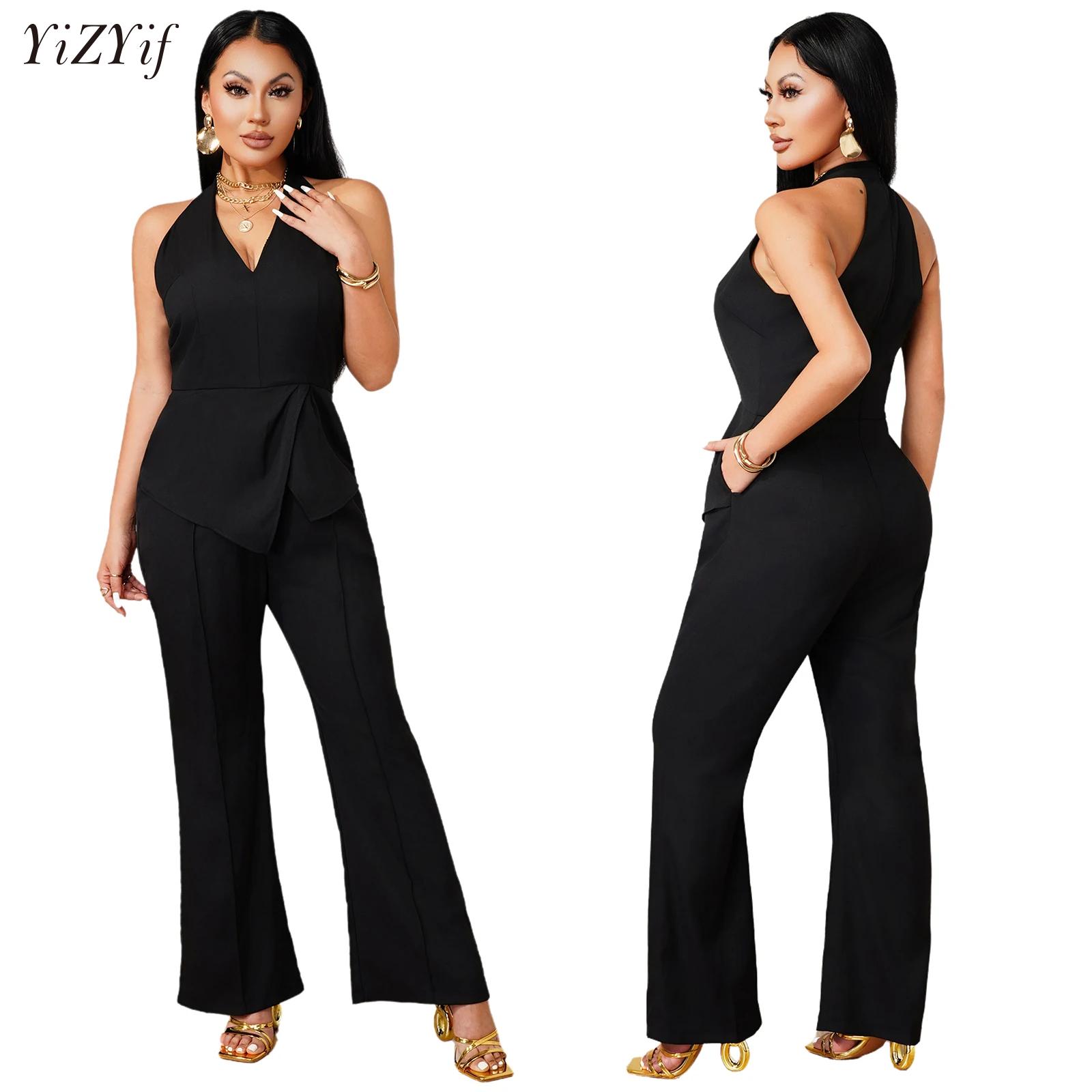 Women'S Elegant Formal Wear - Kombinezon bez rękawów z dekoltem w