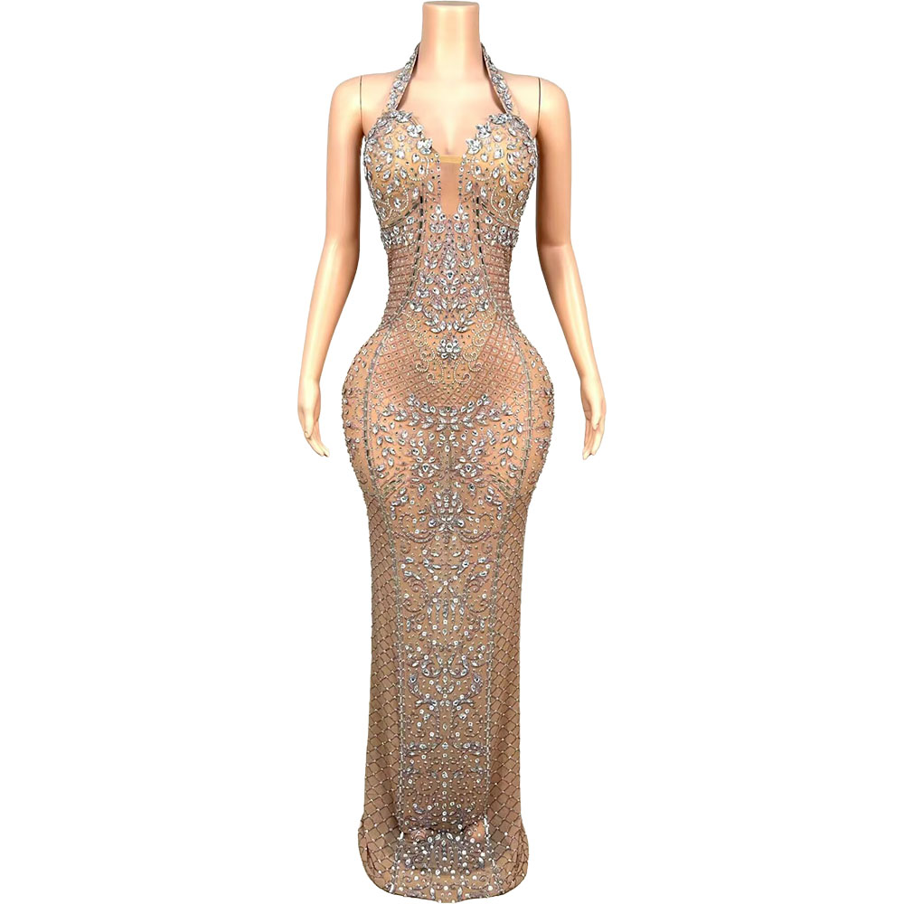 Women'S Red Formal Wear - Luksusowa suknia wieczorowa z błyszczącymi kryształkami