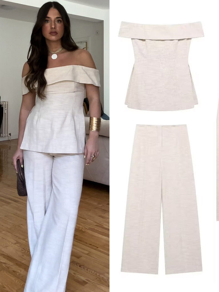 Women'S Formal Wear With Pants - Damski komplet: luźne spodnie z wysokim