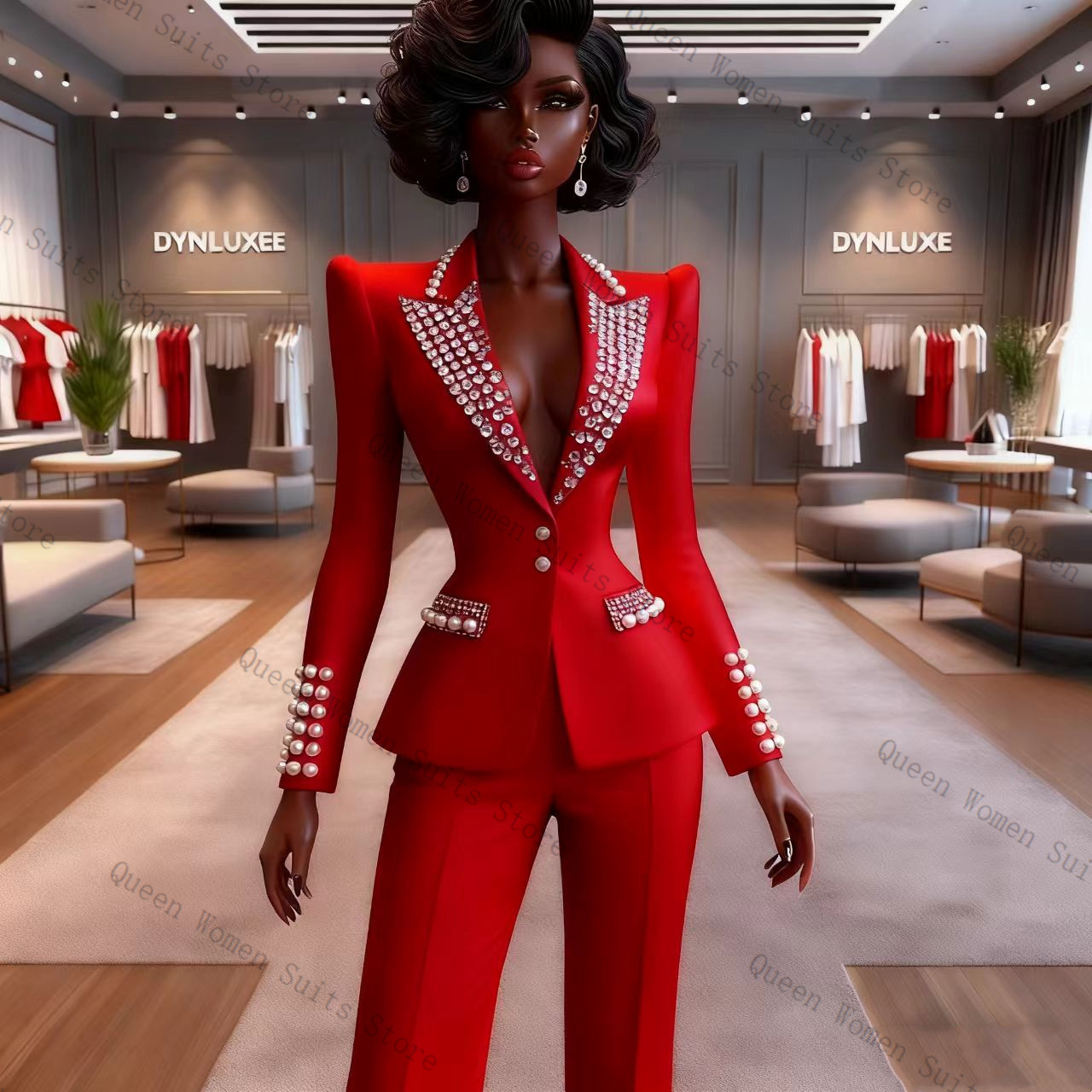 Perłowy Czerwony Damski Garnit – Women'S Red Formal Wear recenzja i cena