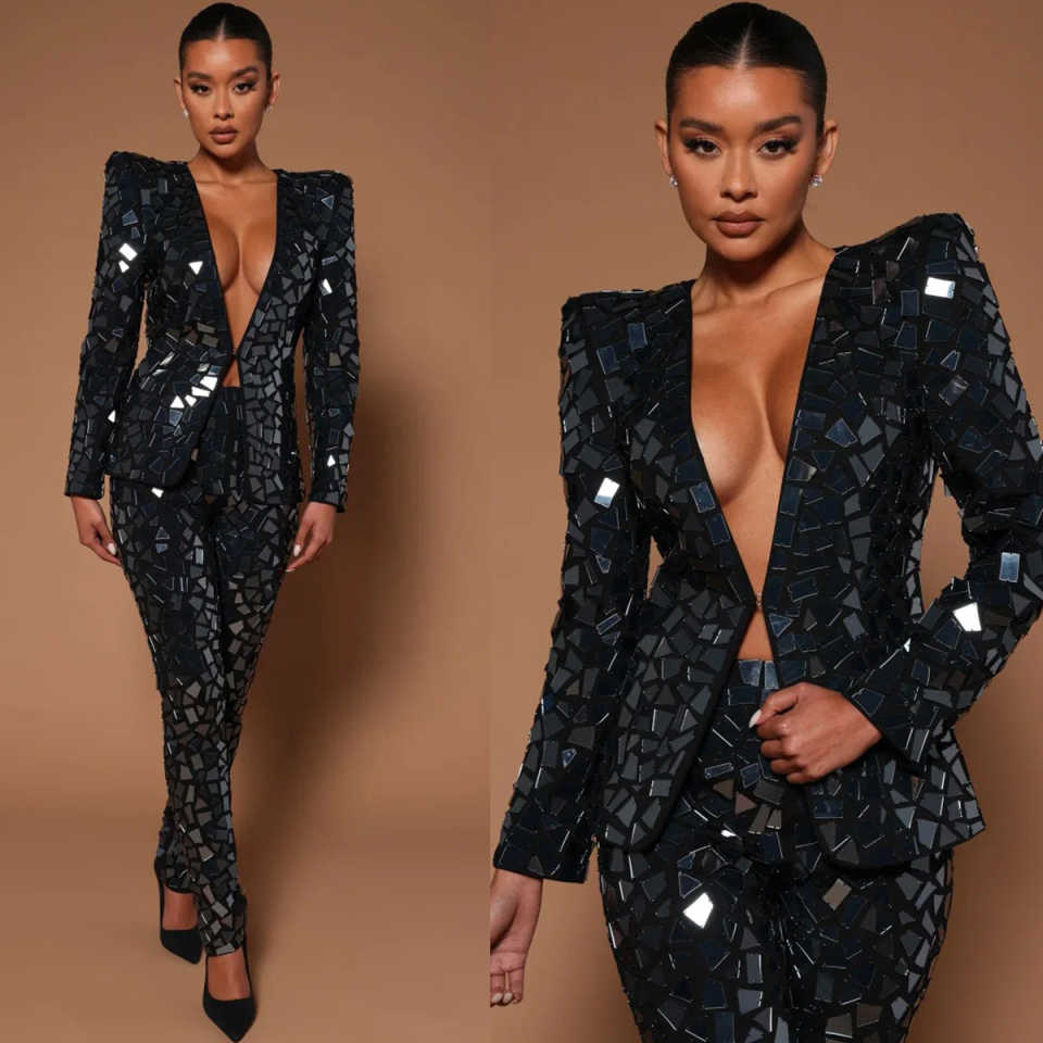 Damskie spodnie z dużymi diame – Women Formal Wear With Tie recenzja i cena