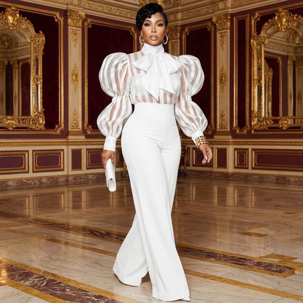 Damski komplet: bluzka z wysok – Women'S Formal Wear With Pants recenzja i cena