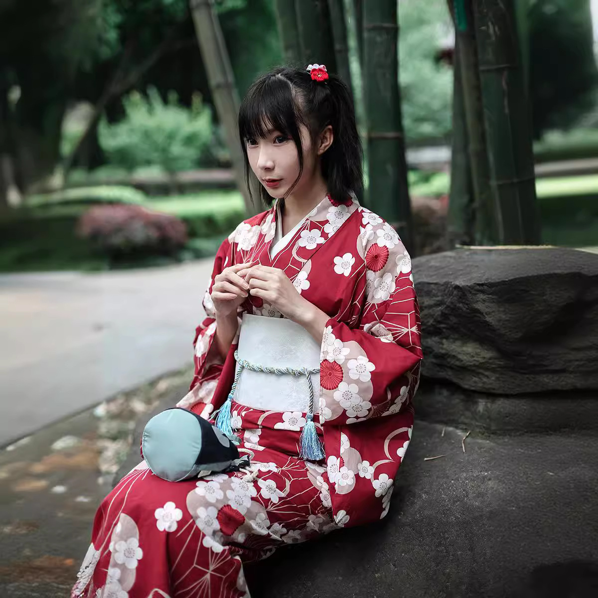 Czerwona japońska yukata kimon – Women'S Red Formal Wear recenzja i cena