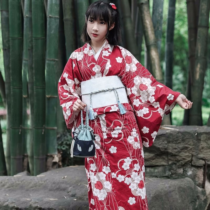 Czerwona japońska yukata kimon – Women'S Red Formal Wear recenzja i cena
