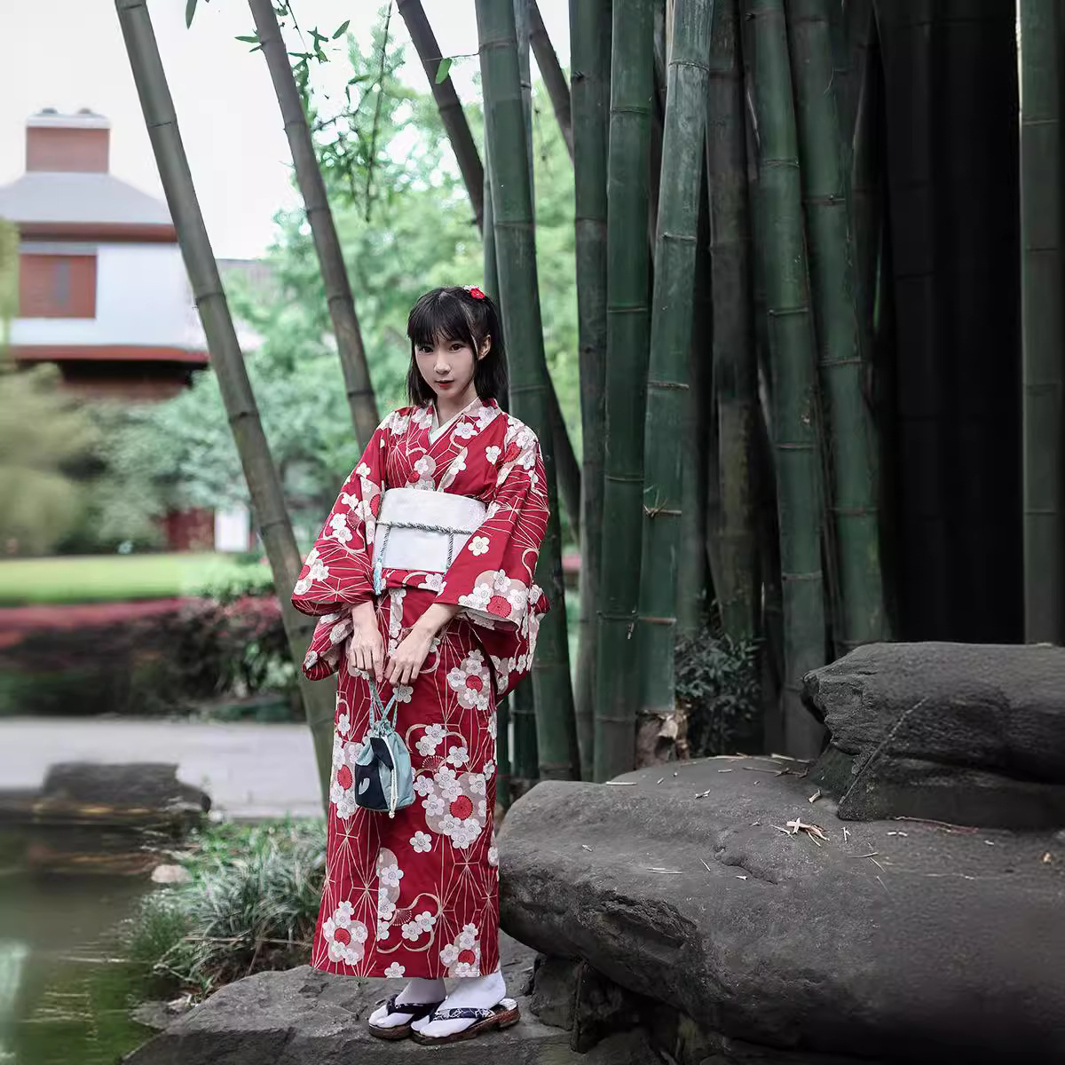 Czerwona japońska yukata kimon – Women'S Red Formal Wear recenzja i cena