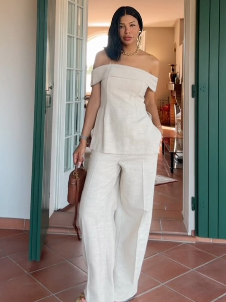 Damski komplet: luźne spodnie  – Women'S Formal Wear With Pants recenzja i cena
