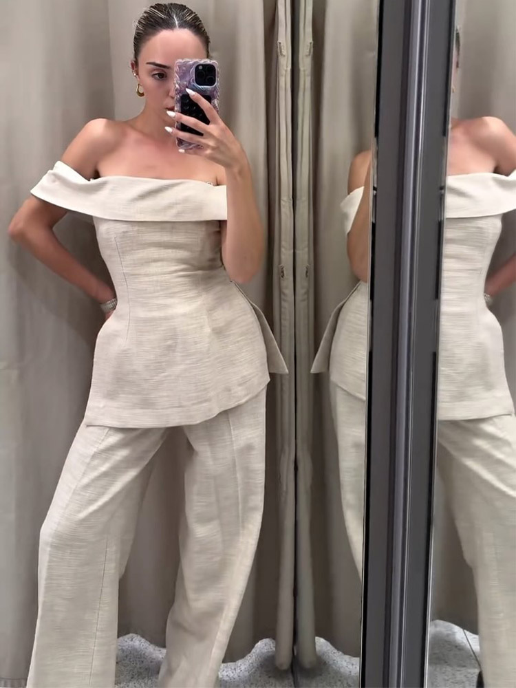 Damski komplet: luźne spodnie  – Women'S Formal Wear With Pants recenzja i cena